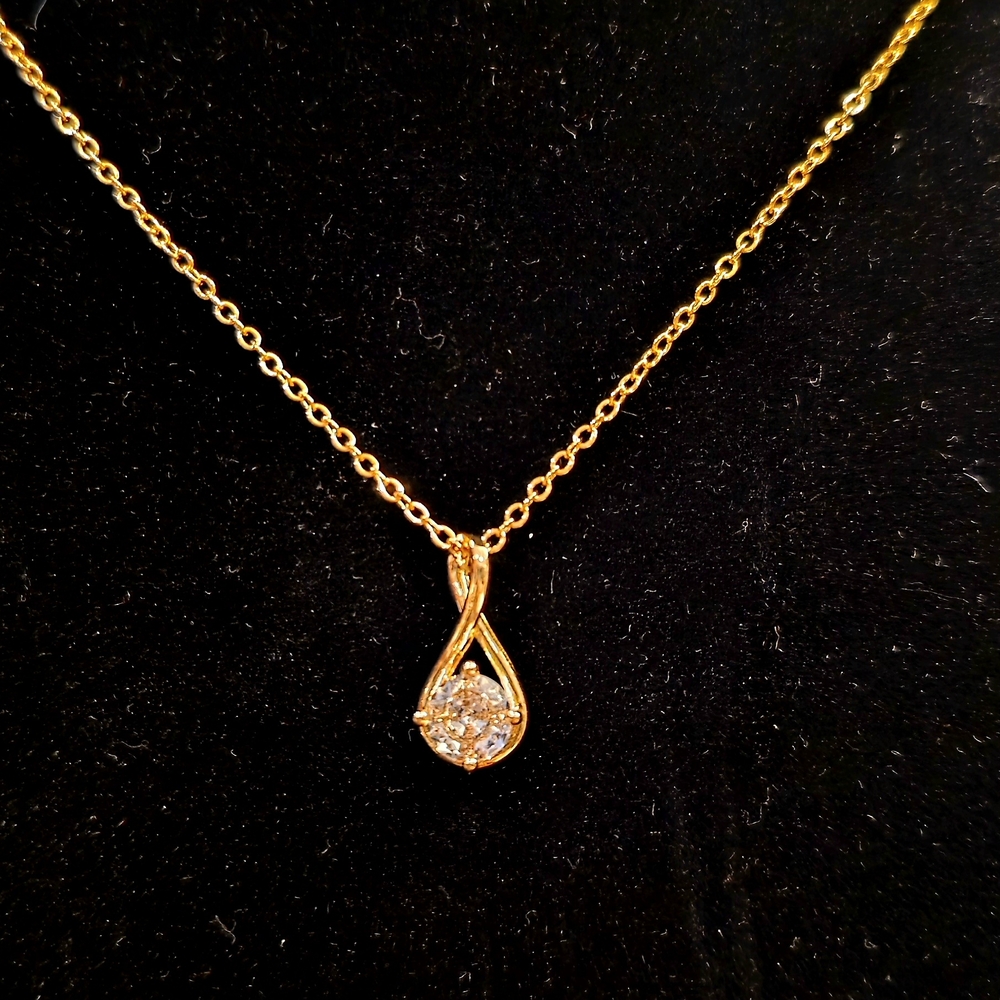 Certified 2 Carat Moissanite 18k Gold Plated Over Sterling Silver Necklace - Picture 6 of 13